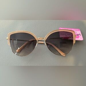 Betsey Johnson haute days cat eye butterfly leopard print accent Sunglasses nude